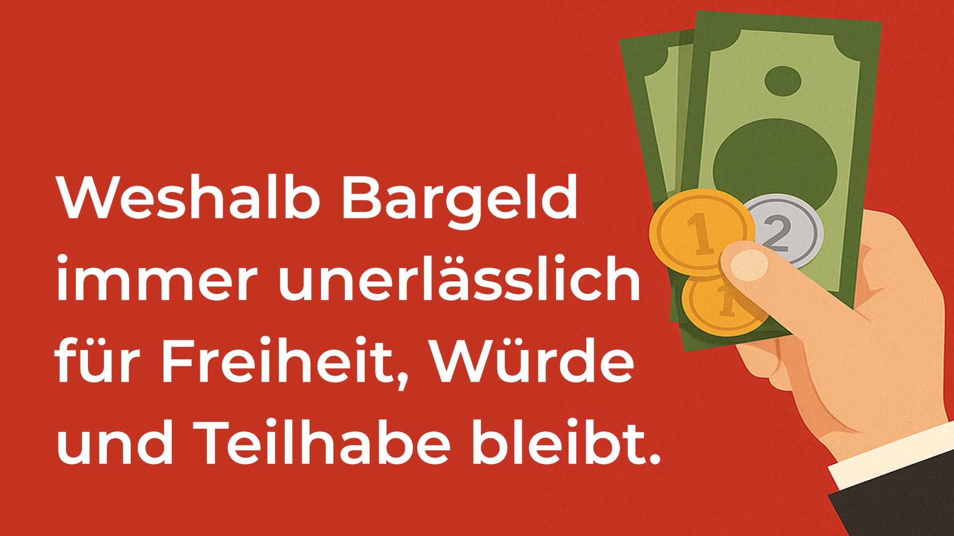 Hand hält Bargeld – Symbolbild für finanzielle Freiheit und die Bedeutung von Barzahlungen in einer zunehmend digitalen Welt.